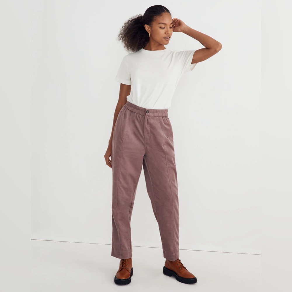 Madewell Corduroy Pull-On Tapered Pants in Fig